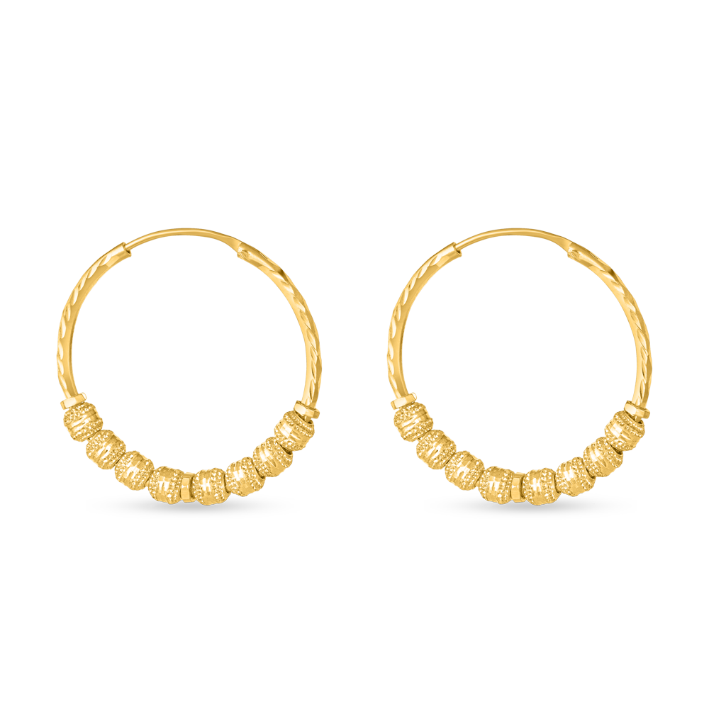 22 Ayar Altın Pırlanta Kesimli Halka Küpe 22 Ayar Altın Pırlanta Kesimli Halka Küpe