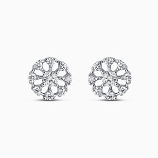 18ct White Gold Floral Diamonds Studs