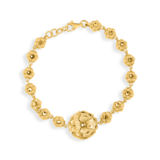 Rosette 22ct Gold Flower Bracelet For Her | 7 Inches Rosette 22ct Gold Flower Bracelet For Her | 7 Inches