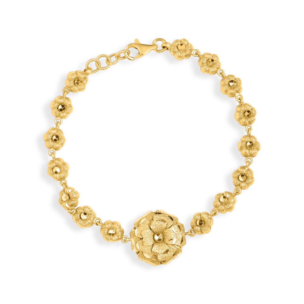 Rozet 22 Ayar Altın Çiçek Bileklik Onun İçin | 7 İnç Rozet 22 Ayar Altın Çiçek Bileklik Onun İçin | 7 İnç