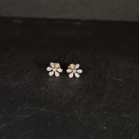 22ct Gold Flora Studs with CZ Stones 22ct Gold Flora Studs with CZ Stones