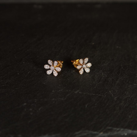 CZ Taşlı 22 Ayar Altın Flora Çıtçıt CZ Taşlı 22 Ayar Altın Flora Çıtçıt