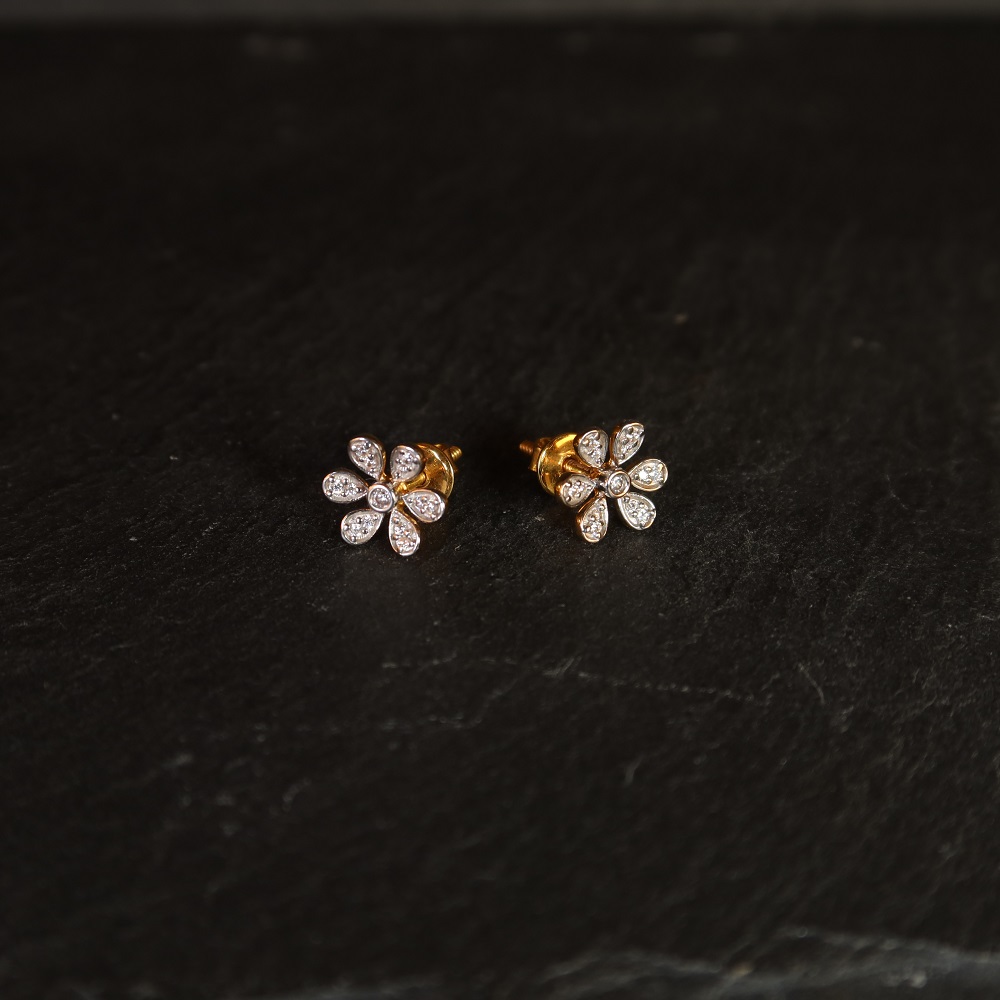 22ct Gold Flora Ohrstecker mit CZ Steinen