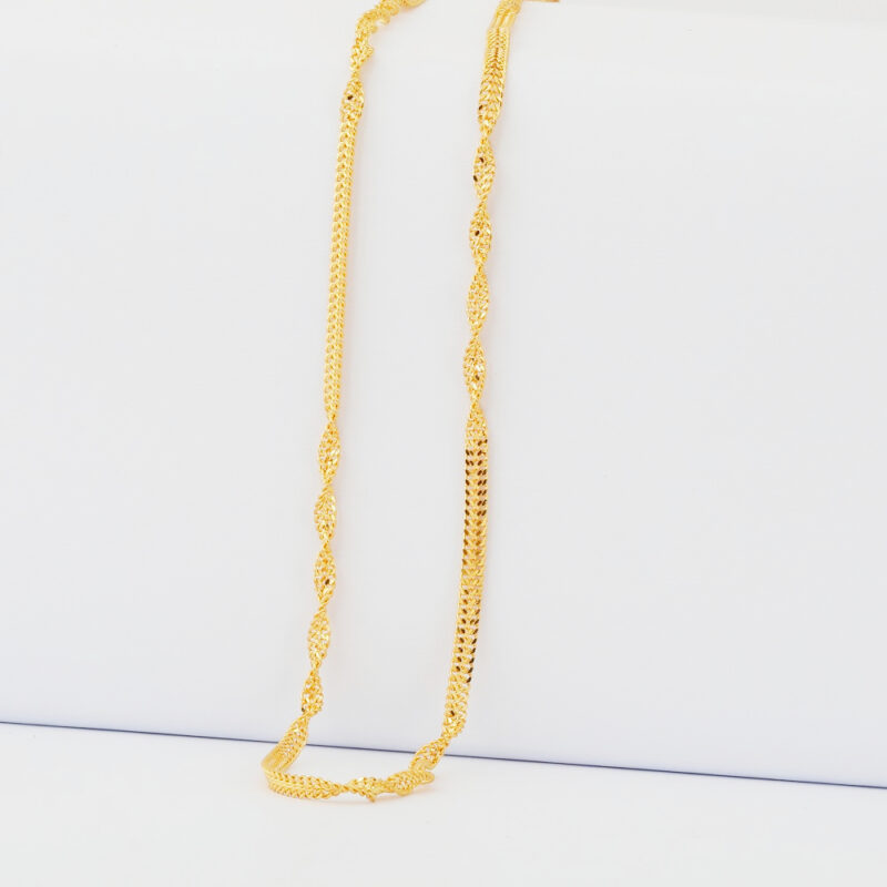 ذهب عيار 22 قيراط | سلسلة تموج ميلانو | 16 بوصة | سمك 0.5 مم ذهب عيار 22 قيراط | سلسلة تموج ميلانو | 16 بوصة | سمك 0.5 مم