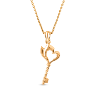 22ct Sunrise Gold Heart Key Pendant | Fine Jewellery