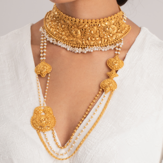 Rosettes Collection 22ct Gold Rani Haar With Pearl Rosettes Collection 22ct Gold Rani Haar With Pearl