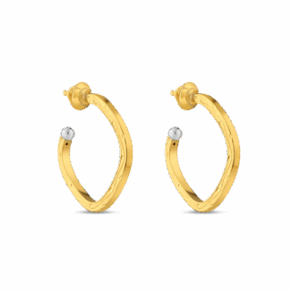 22ct Gold Sculpted Hoop Earrings | With Rhodium Tip 22ct Gold Sculpted Hoop Earrings | With Rhodium Tip