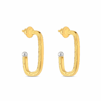 22ct Gold Square Hoop Earring | With Rhodium Tip 22ct Gold Square Hoop Earring | With Rhodium Tip
