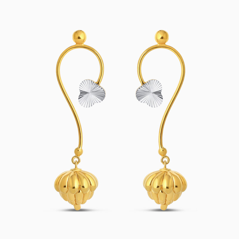 22 Ayar Altın Rodyum Çiçek Damla Küpe 22 Ayar Altın Rodyum Çiçek Damla Küpe