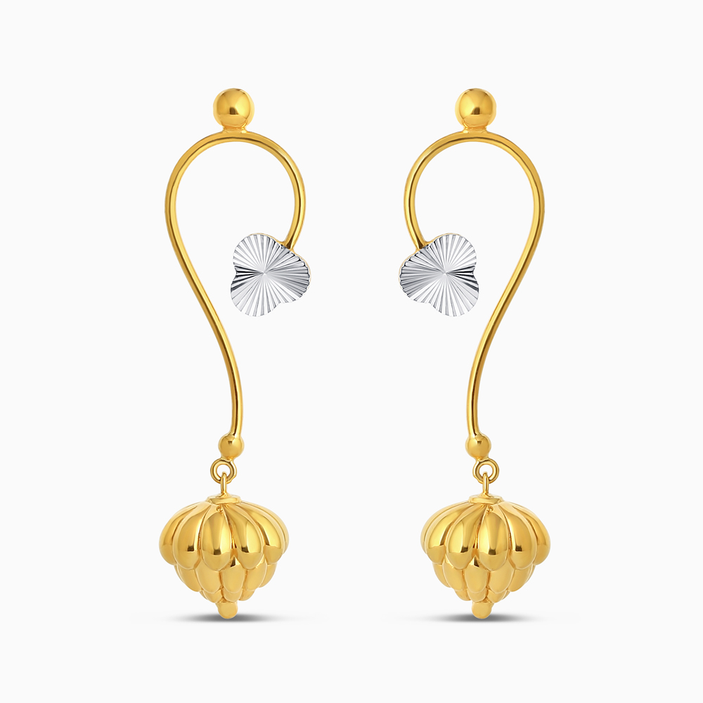 22 Ayar Altın Rodyum Çiçek Damla Küpe 22 Ayar Altın Rodyum Çiçek Damla Küpe