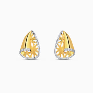 22ct Gold Teardrop Stud Earrings | Rhodium Detailing 22ct Gold Teardrop Stud Earrings | Rhodium Detailing