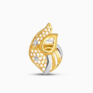 22ct Gold Leaf Shaped Stud Earrings | With Rhodium Detailing 22ct Gold Leaf Shaped Stud Earrings | With Rhodium Detailing