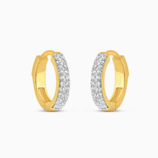 22ct Gold Pave Diamond Cut Hoops with CZ Stones 22ct Gold Pave Diamond Cut Hoops with CZ Stones