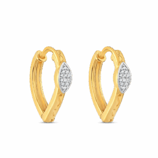 22ct Gold Hoop Earrings | With Marquise Pattern & Round CZ 22ct Gold Hoop Earrings | With Marquise Pattern & Round CZ