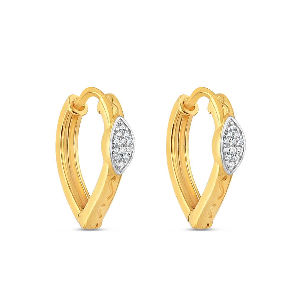 22 Ayar Altın Halka Küpe | Markiz Desenli ve Yuvarlak CZ 22 Ayar Altın Halka Küpe | Markiz Desenli ve Yuvarlak CZ