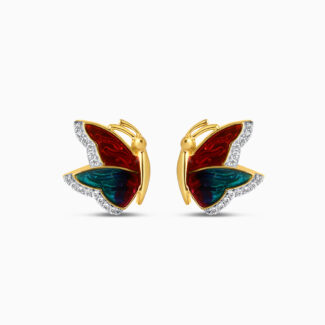 22ct Gold Butterfly Stud With Enamel 22ct Gold Butterfly Stud With Enamel
