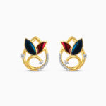 22ct Gold Leaf Shaped Stud With Enamel