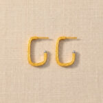 22 Ayar Altın Dokulu Kare Halka Küpe | Rodyum Uçlu 22 Ayar Altın Dokulu Kare Halka Küpe | Rodyum Uçlu