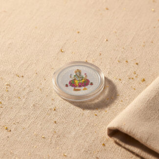 Silver Ganesh Coin - 20g, Vibrant Color Edition Silver Ganesh Coin - 20g, Vibrant Color Edition