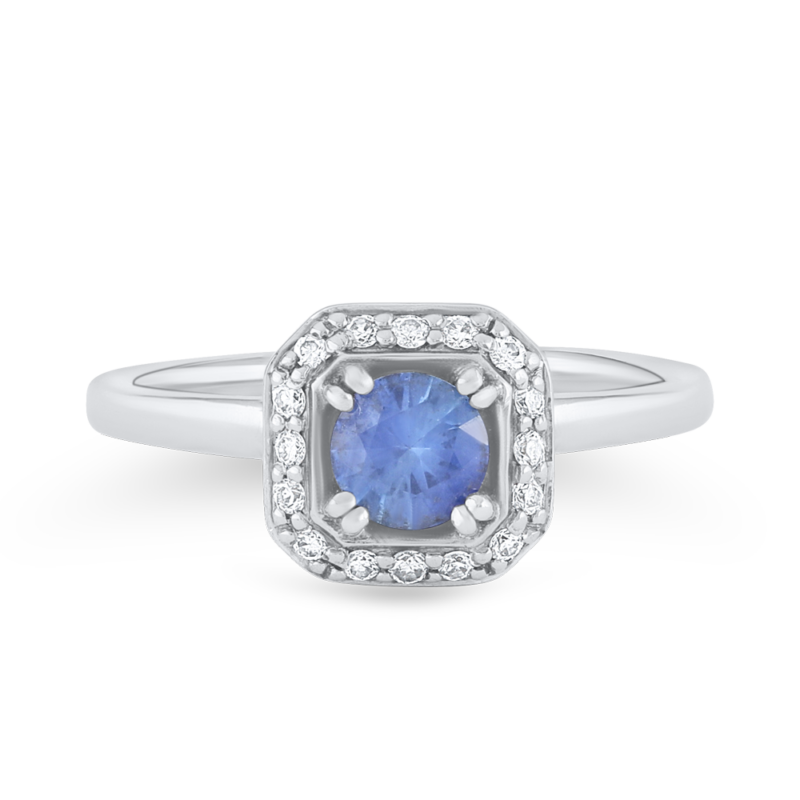 خاتم من الذهب عيار 18 قيراطاً مرصع بالألماس والياقوت الأزرق خاتم من الذهب عيار 18 قيراطاً مرصع بالألماس والياقوت الأزرق