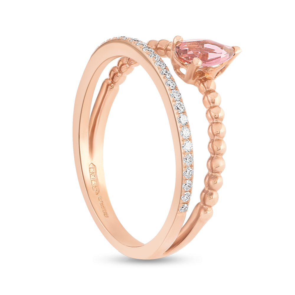 خاتم من الذهب الوردي عيار 18 قيراط مع التورمالين الوردي والألماس خاتم من الذهب الوردي عيار 18 قيراط مع التورمالين الوردي والألماس