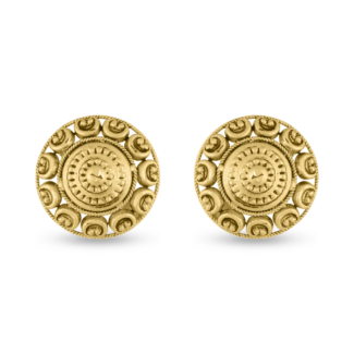 22ct Gold Antique Finish Stud Earring | 12mm Width 22ct Gold Antique Finish Stud Earring | 12mm Width