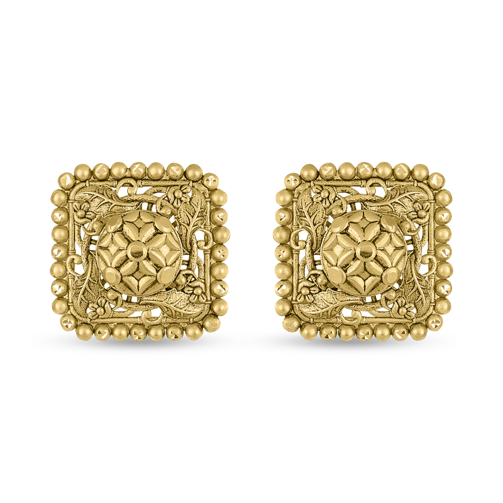 حلق ذهبي عيار 22 قيراط من الذهب عيار 22 قيراطاً عتيق الشكل مربع الشكل حلق ذهبي عيار 22 قيراط من الذهب عيار 22 قيراطاً عتيق الشكل مربع الشكل