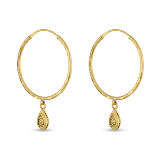 22ct Gold Armari Hoop Bali with Single Dangler