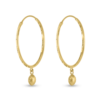 22ct Gold Hoop Bali with Flower Dangler 22ct Gold Hoop Bali with Flower Dangler