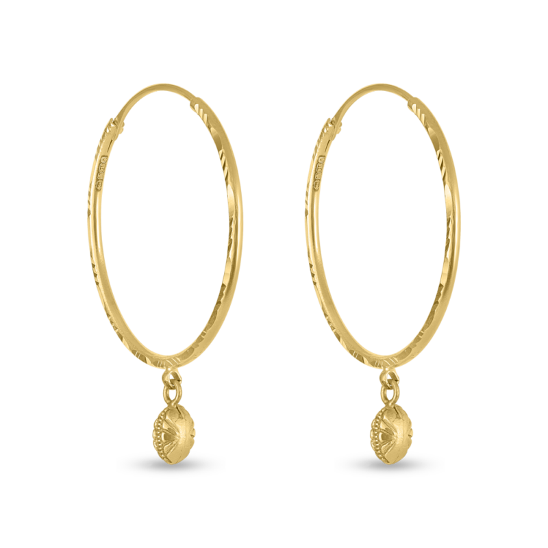 Çiçek Askılı 22 Ayar Altın Halka Bali Çiçek Askılı 22 Ayar Altın Halka Bali