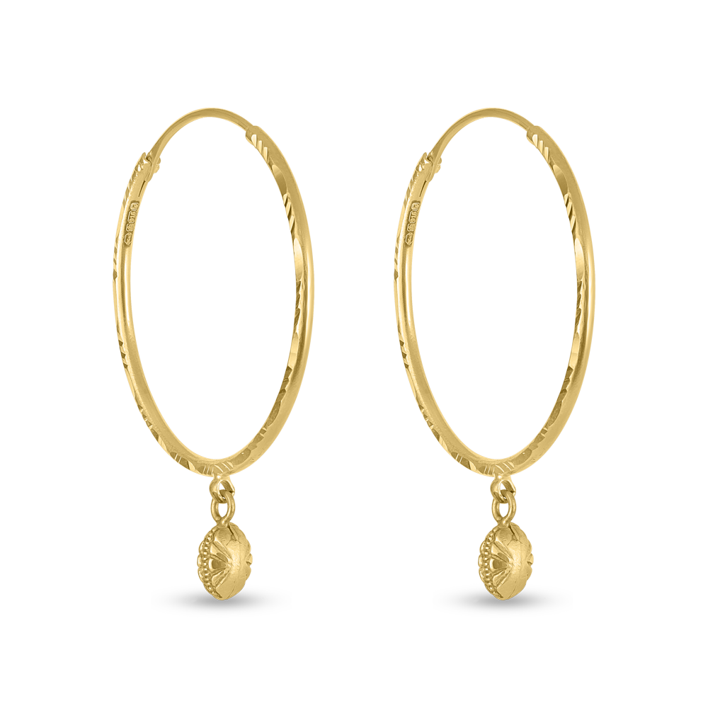 Çiçek Askılı 22 Ayar Altın Halka Bali Çiçek Askılı 22 Ayar Altın Halka Bali