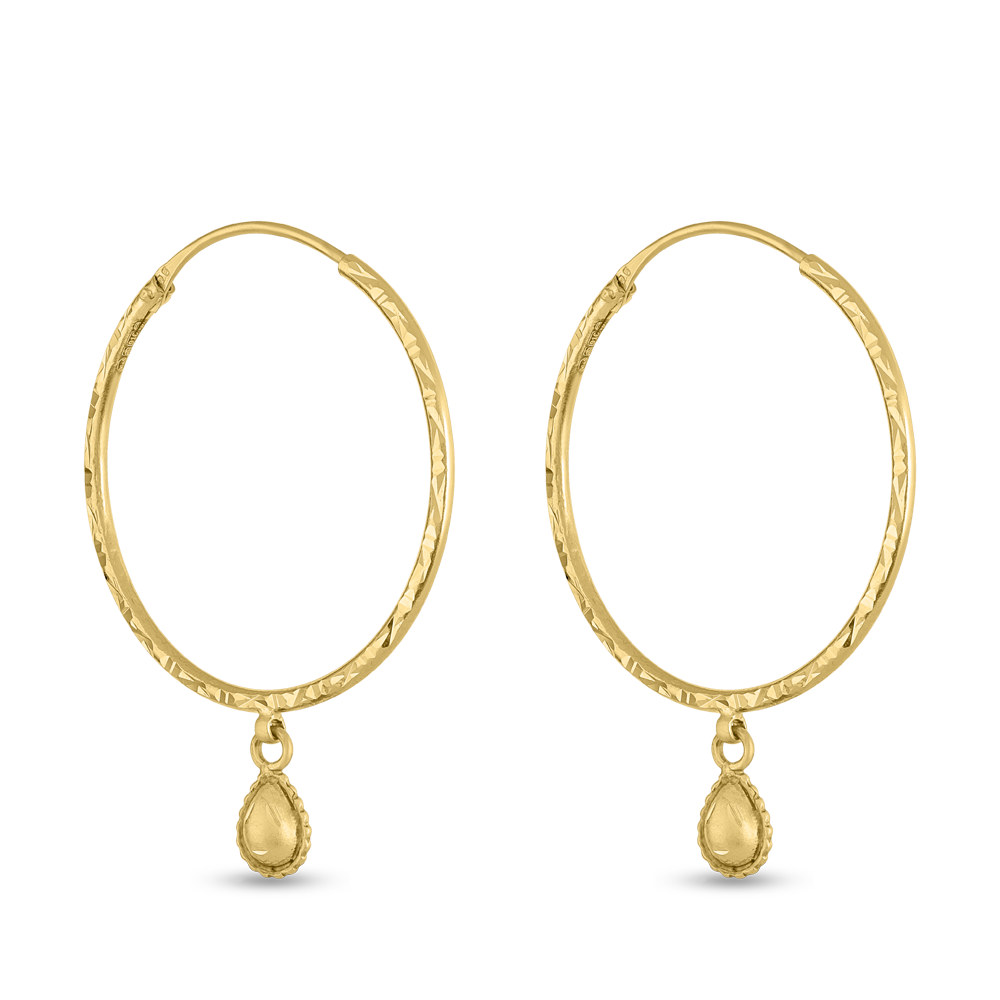 Armari 22 Ayar Altın Oval Halka Damla Küpe Armari 22 Ayar Altın Oval Halka Damla Küpe