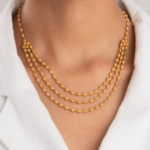 22ct Sunrise Gold Rosetten-Halskette mit drei Lagen