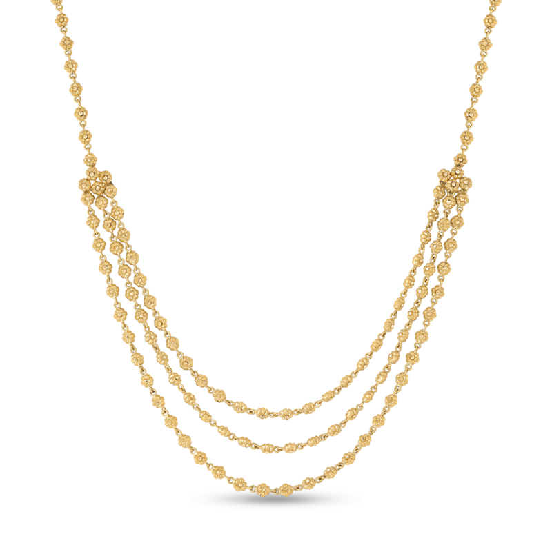 22ct Sunrise Gold Rosetten-Halskette mit drei Lagen