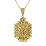 22ct Gold Quadratische Form mit Blumen Anhänger