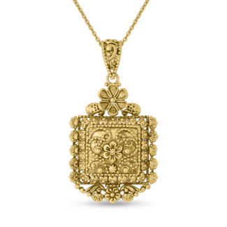 22ct Gold Square Shaped with Floral Pendant 22ct Gold Square Shaped with Floral Pendant