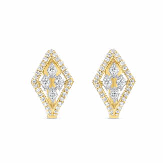 Geometric Diamond Hoop Studs