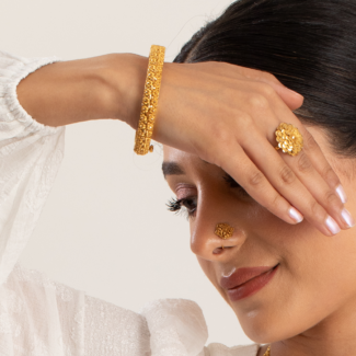 Rosettes Collection 22ct Gold Bangle for Bridal  | Size 2.5