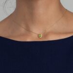 18 Ayar Sarı Altın Pırlanta ve Peridot Kolye | 18 İnç 18 Ayar Sarı Altın Pırlanta ve Peridot Kolye | 18 İnç