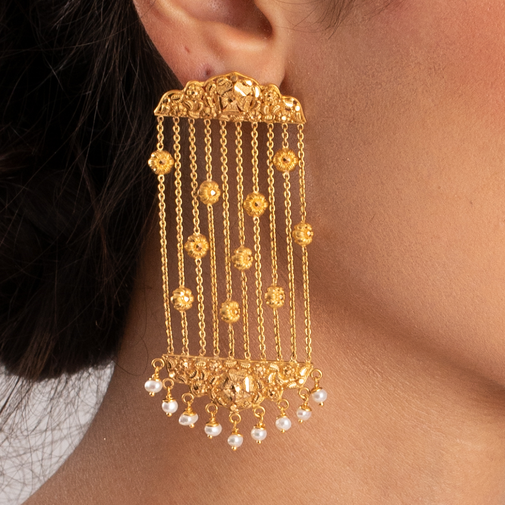 22 Ayar Gündoğumu Altın Şelale Küpe 22 Ayar Gündoğumu Altın Şelale Küpe