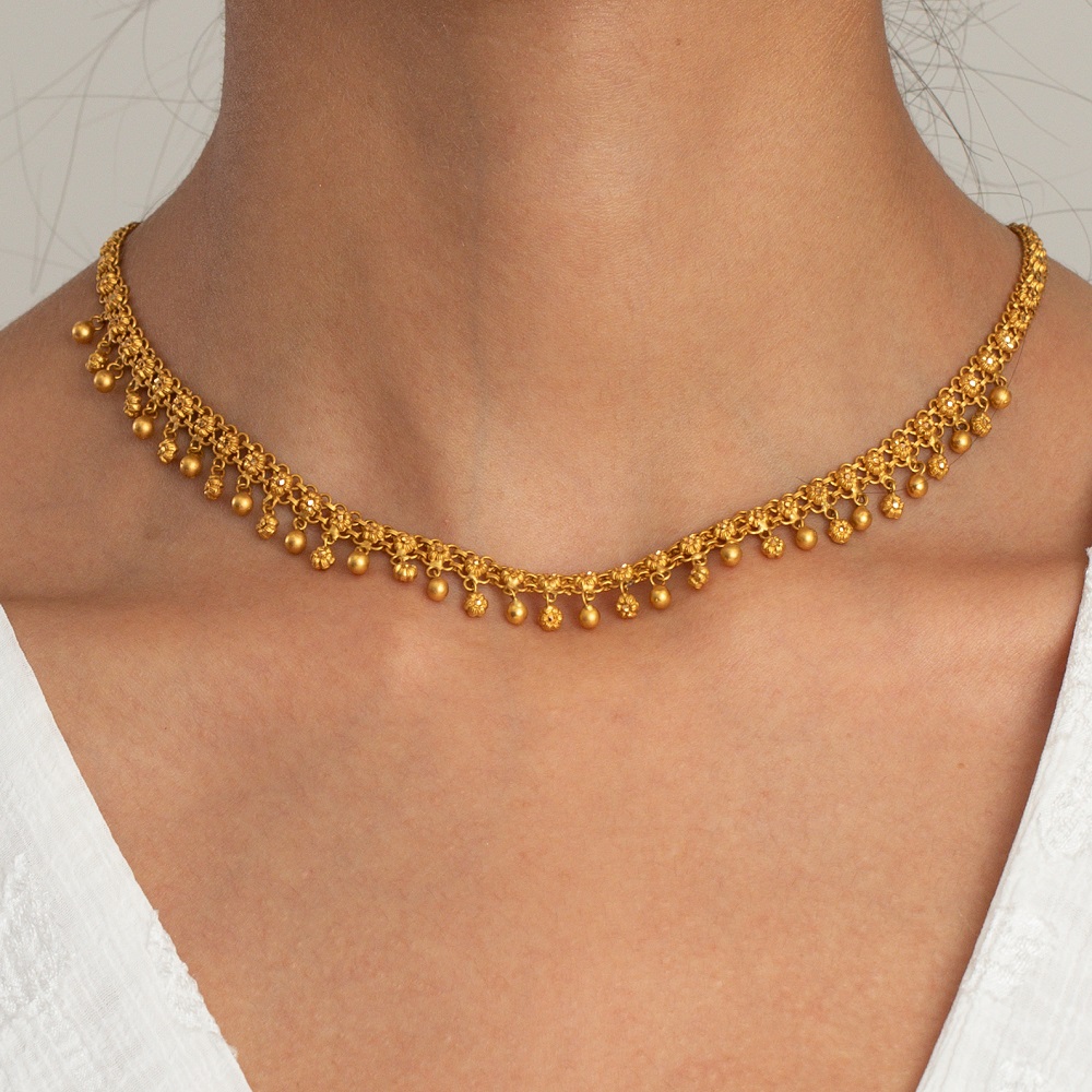 سلسال من الذهب عيار 22 قيراط | مجموعة الورود | 16.5 بوصة سلسال من الذهب عيار 22 قيراط | مجموعة الورود | 16.5 بوصة