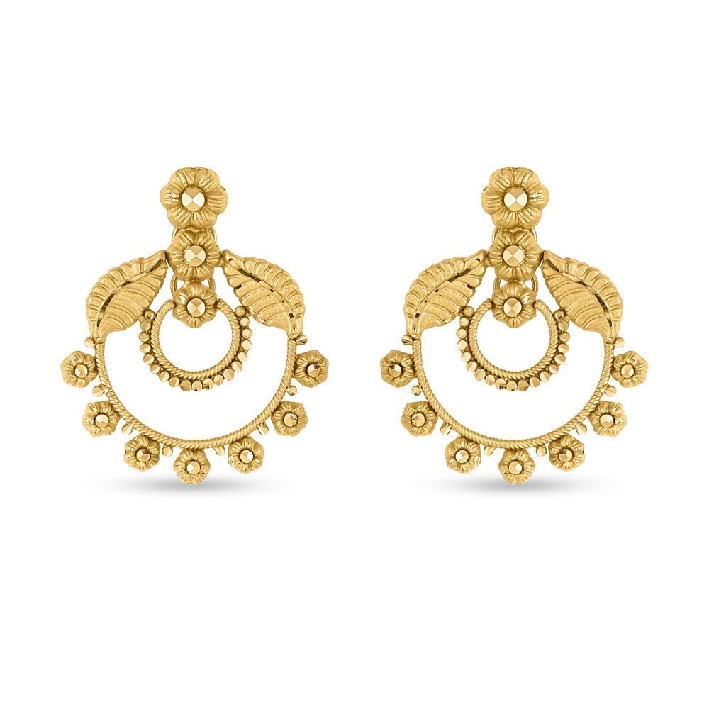 22 ayar altın rozet çiçek desenli damla küpe 22 ayar altın rozet çiçek desenli damla küpe