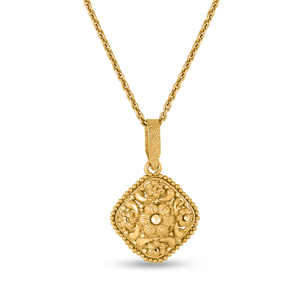 قلادة شروق الشمس من الذهب عيار 22 قيراط | مجموعة الوردة | 16 مم قلادة شروق الشمس من الذهب عيار 22 قيراط | مجموعة الوردة | 16 مم