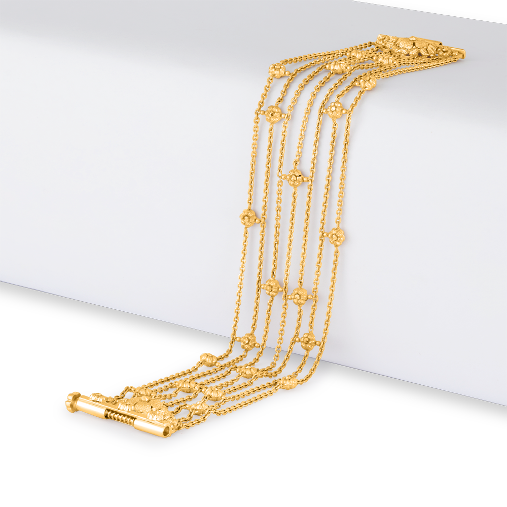 22 Ayar Sunrise Altın Rozet Şelale Bileklik | 6,5 inç 22 Ayar Sunrise Altın Rozet Şelale Bileklik | 6,5 inç