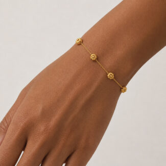 22ct Sunrise Gold Rosette Flower Motif Single Line Bracelet 22ct Sunrise Gold Rosette Flower Motif Single Line Bracelet