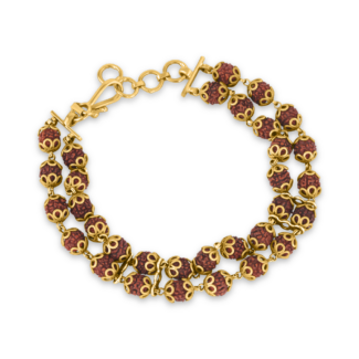 22ct Gold Rudraksh Double Line Bracelet | 7.5 Inches 22ct Gold Rudraksh Double Line Bracelet | 7.5 Inches