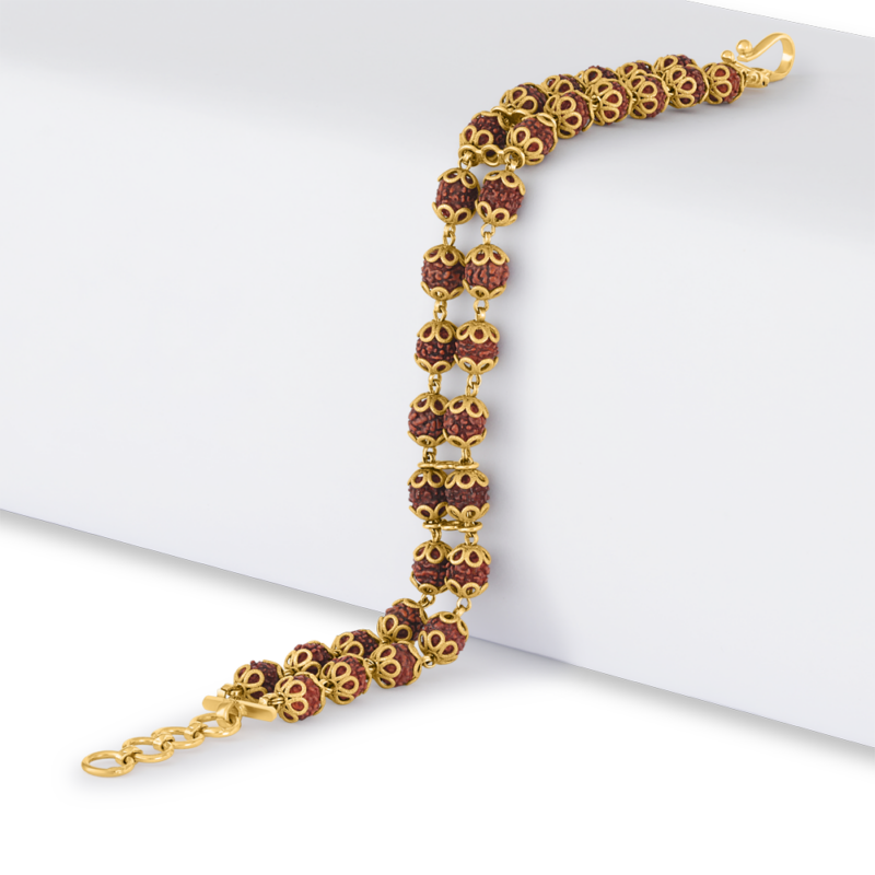 22ct Gold Rudraksh Double Line Armband | 7,5 Zoll 22ct Gold Rudraksh Double Line Armband | 7,5 Zoll