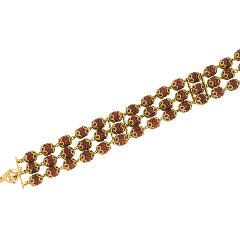 22ct Gold Rudraksh drei Linie Armband | 7,5 Zoll