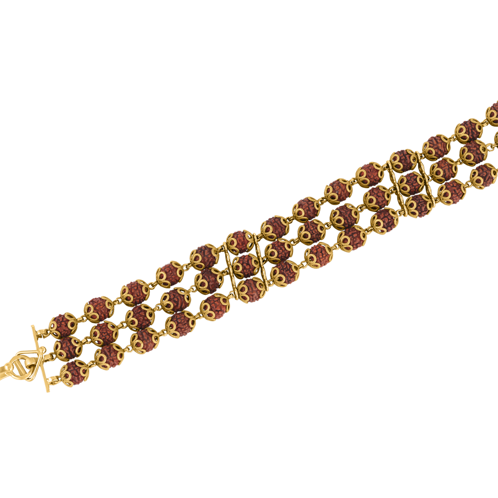 22 Ayar Altın Rudraksh Üç Çizgi Bileklik | 7,5 İnç 22 Ayar Altın Rudraksh Üç Çizgi Bileklik | 7,5 İnç