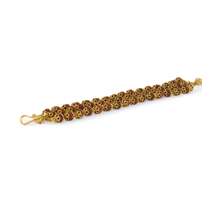 22ct Gold Rudraksh drei Linie Armband | 7,5 Zoll